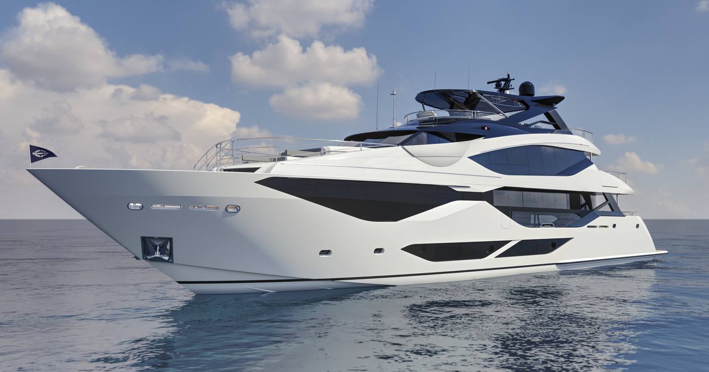 Rendering of Sunseeker 134 Superyacht at anchor