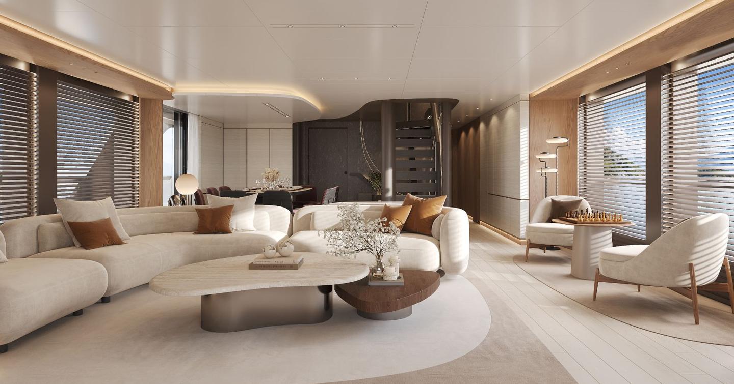 Bering 110/01 yacht main saloon lounge 
