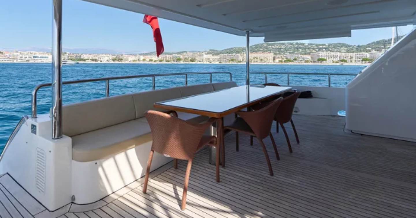 Benetti motor yacht Sea Bear aft deck dining area 