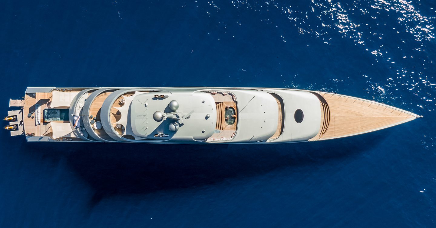 Aerial view of Superyacht Savannah