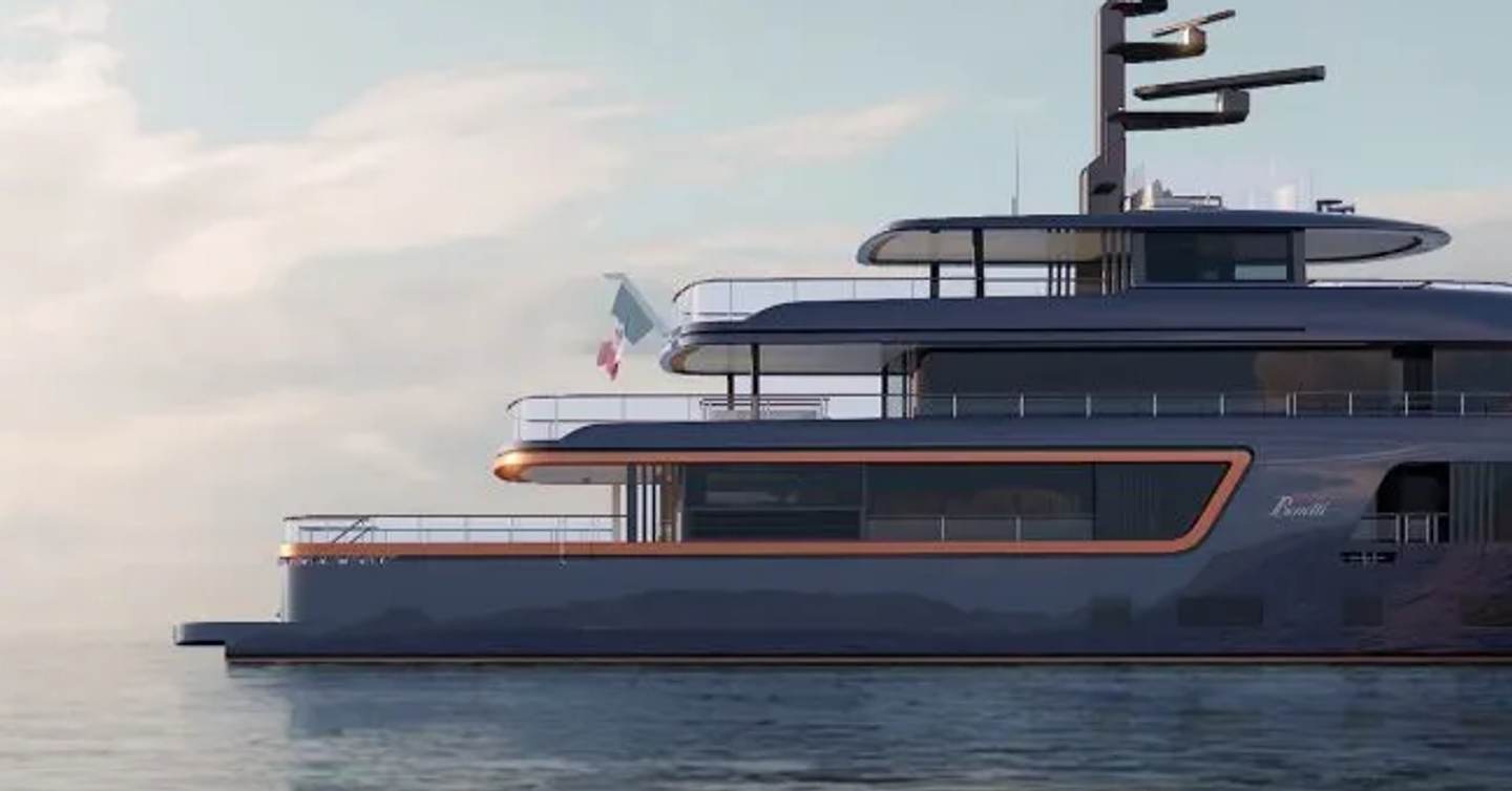 Fourth Benetti Motopanfilo 45M yacht at anchor stern view 