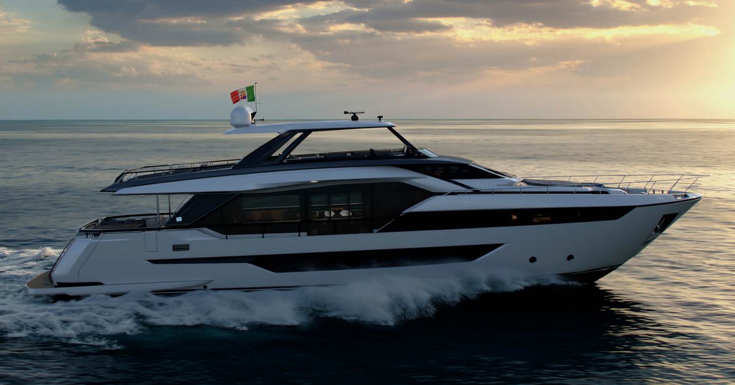 Motor yacht Ferretti 940 under way