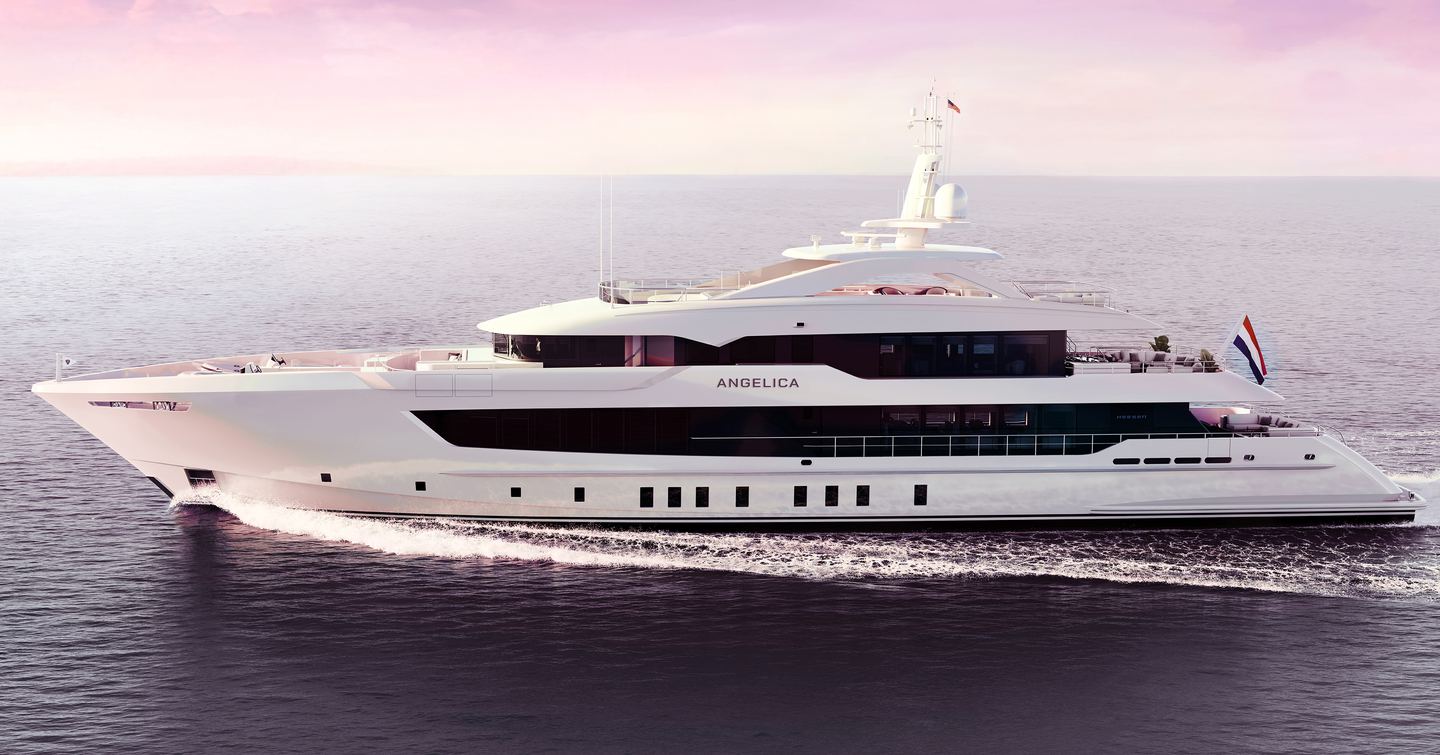 Rendering of superyacht project angelica under way