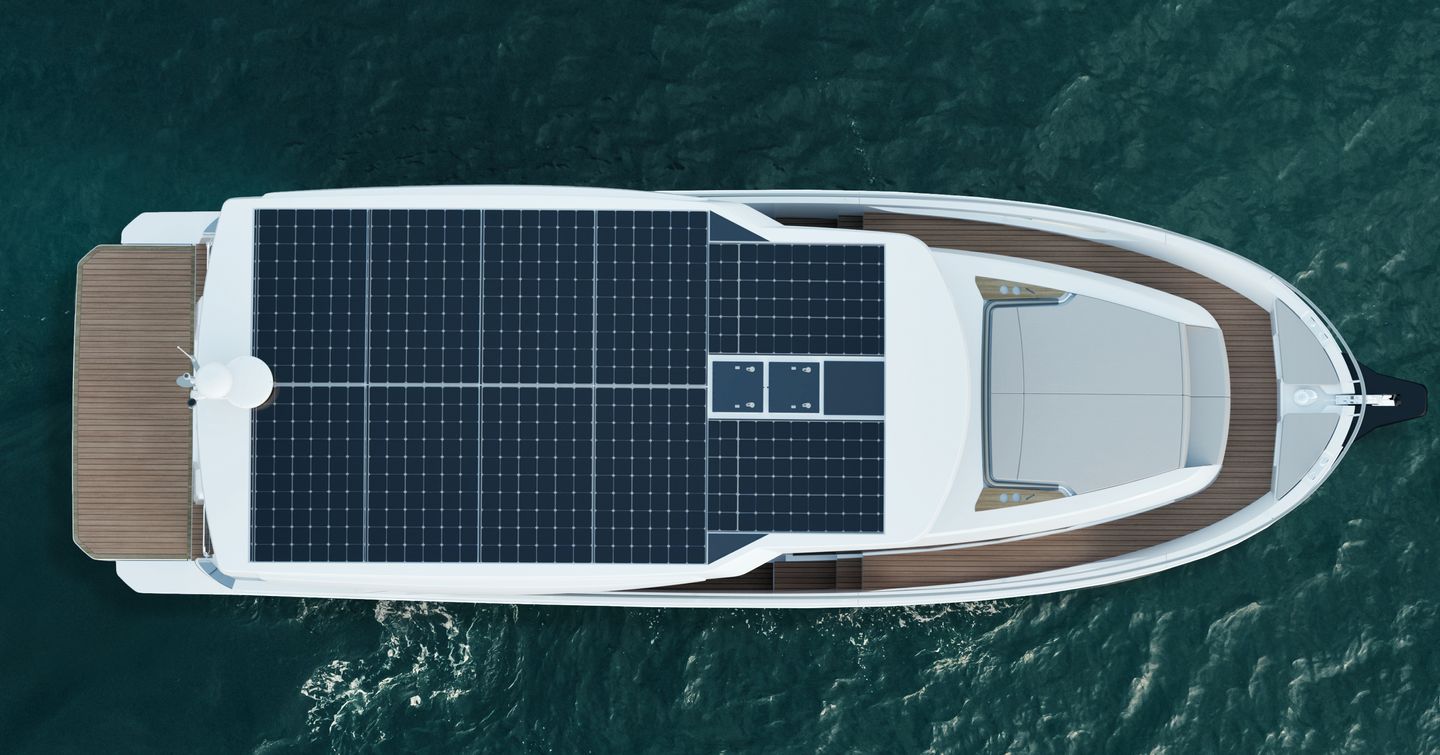 Greenline 42 motor yacht view of solar panels 