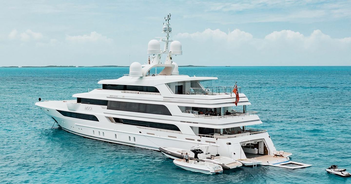  Benetti superyacht The Jewel at anchor stern view 