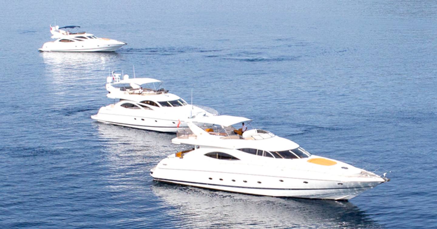 Yachts at anchor in close proximity  