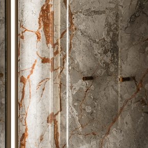 Close up of marbled detailing on board Alia Superyacht Ximena
