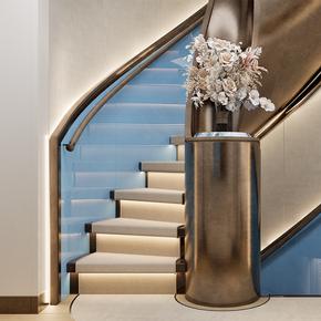 Rendering of Moonen 122 Martinique Superyacht Lollipop interior staircase 