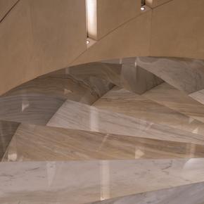 Close up of Bilgin 263 Superyacht Al Reem marble stairs 
