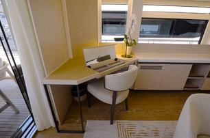 Numarine 40MXP owner's cabin desk beside opening side window