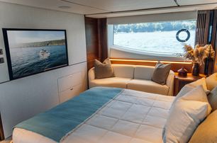 motor yacht Chase master cabin with TV