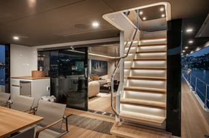 Numarine 27 XP Open motor yacht aft deck sliding doors to saloon 