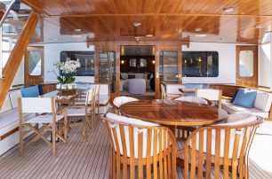 Feadship superyacht Panache aft deck dining area 