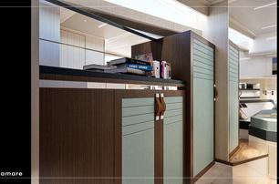 Close up Rendering of Apreamare Gozzo 42 boat cabin storage