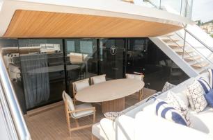 Sanlorenzo motor yacht Tolemai beach club aft deck