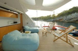 Superyacht Love T beach club with bean bags 