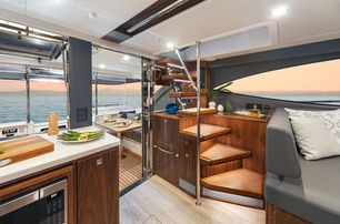 Riviera 46 sports motor yacht interior galley and staircase