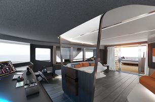 AvA Yachts Kando85 Explorer Yacht V helm station with glass seperation