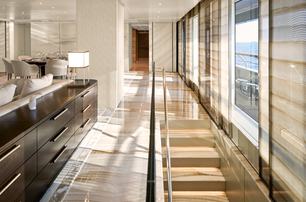 Admiral Yachts superyacht No Rush staircase with marble floors 