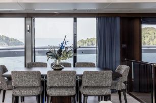 Sunseeker motor yacht Exit main saloon dining area 