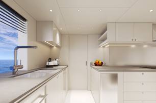 Ocean Alexander 30P yacht galley with window 