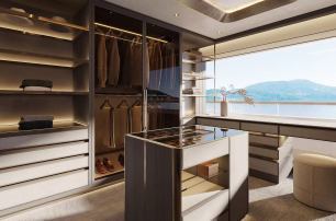 Rendering of Heesen Superyacht Project Ananda master cabin walk in wardrobe 