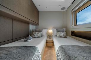 Azimut motor yacht St Jude guest cabin with twin beds 