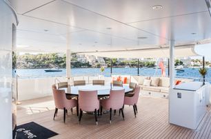Heesen superyacht Fan Too aft deck dining area 