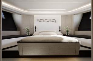 Pearl 100 Hybrid yacht guest cabin with double bed 