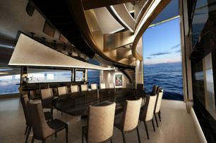Rendering of Superyacht Kismet indoor dining area