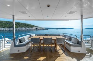 Sunseeker motor yacht Noroader aft deck dining area 