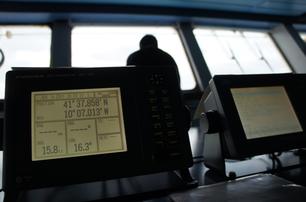 GPS screen on yacht nav station