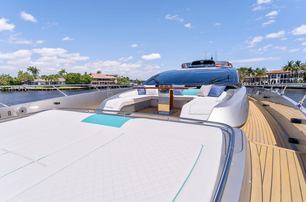 Riva motor yacht Tango Whiskey foredeck with sun pads