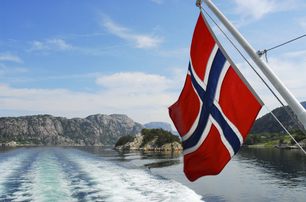 Norwegian flag on stern