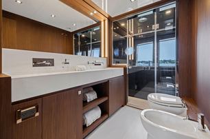 Riva motor yacht Indiscretion ensuite with glass shower 