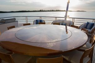 Royal Hakvoort superyacht Jubilee aft deck dining area 