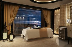 Rendering of Superyacht Kismet massage table and wellness room 
