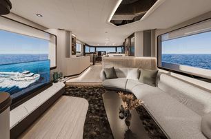 Horizon V74 EVO motor yacht saloon lounge area 