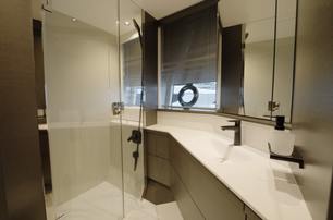 Princess S65 Mk2 VIP en suite bathroom with vanity and separate shower