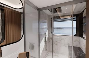 GX Superyachts GX42 RPH yacht en suite with glass shower 