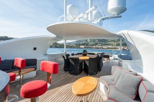ISA Yachts motor yacht Liberty sundeck bar and dining area 