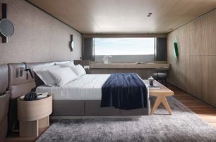 Sanlorenzo SD118/ 175 superyacht guest cabin with large window 