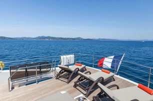 Princess motor yacht Mira sundeck with sun loungers 