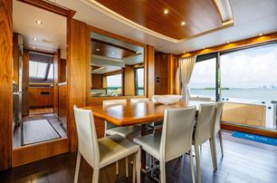 Sunseeker motor yacht Tatis saloon view into galley