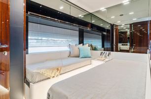 Riva motor yacht Tango Whiskey guest cabin with twin beds 