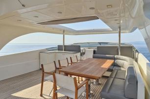 Sanlorenzo yacht Oasis sundeck dining area 
