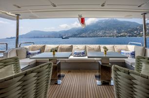 Azimut motor yacht Anastasia V aft deck dining area 