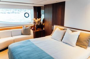 motor yacht Chase master cabin with large window