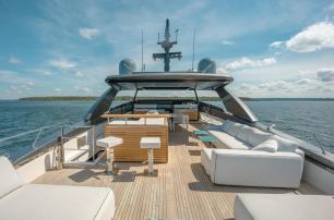 Sanlorenzo superyacht Our Aleph sundeck lounge area 