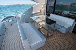 Pershing motor yacht Cersei aft deck dining area 